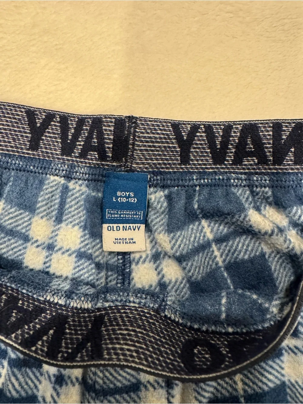 Old Navy Blue and White Plaid Fleece Pants